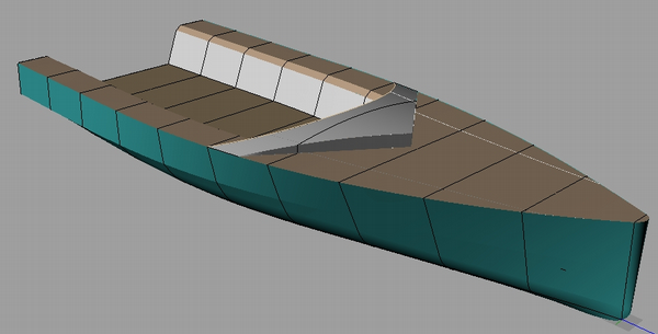 DS15 radius chine plywood sportboat 3D view